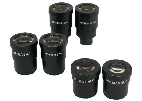 accesorios estéreos del microscopio del negro del ocular del microscopio de 10X 15X 20X