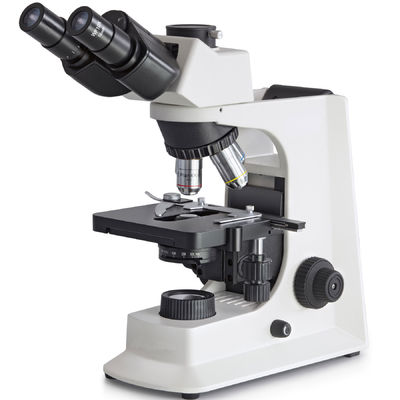 Microscopio biológico del laboratorio blanco de Trinocular con la etapa mecánica