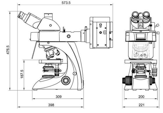 Posición polarizante integrada del microscopio biológico 4 del laboratorio del campo oscuro