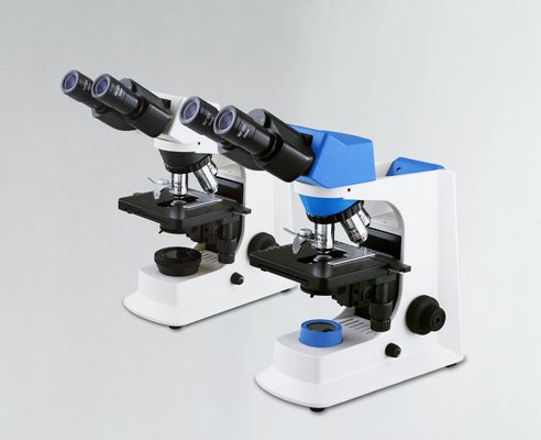 Microscopio biológico del laboratorio blanco de Trinocular con la etapa mecánica